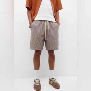 Pull&Bear Beige Striped Men's linen Shorts size large NWT
